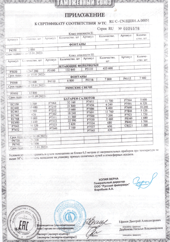 Сертификат соответствия № 0324578  - Вилюйск | vilyujsk.salutsklad.ru 